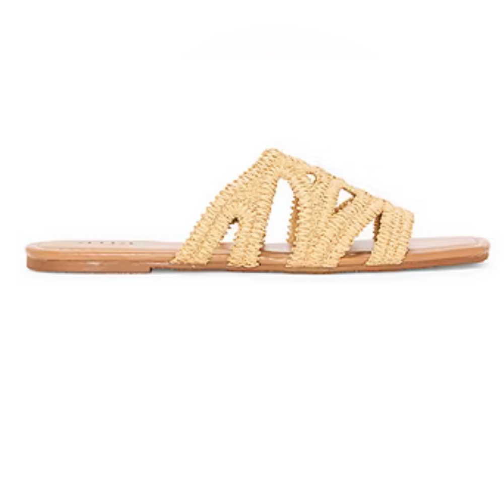 a.n.a Woven Raffia Slide Sandal in Light Tan - Picture 2 of 4